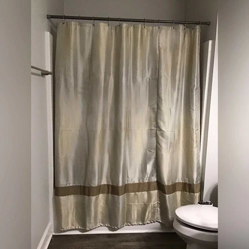 Cream and Tan Shower Curtain - never used